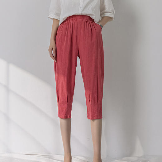 七分裤女夏2022款薄款透气夏款棉麻女裤中裤女潮流时尚休闲裤 商品图2