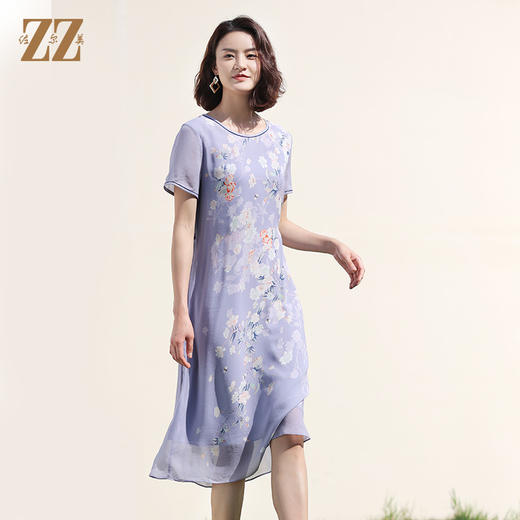 佐尔美夏季新款 桑蚕丝乔其真丝连衣裙女E12LS107 商品图3