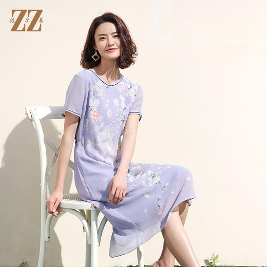 佐尔美夏季新款 桑蚕丝乔其真丝连衣裙女E12LS107 商品图2