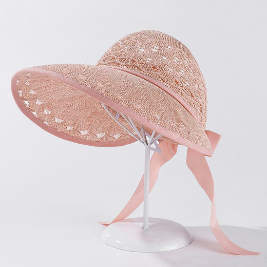 JC-F2-M1663（菱形洞洞空顶草帽）精品帽韩国女夏天新款透气菱形洞洞大沿空顶帽子休闲百搭沙滩帽 商品图6