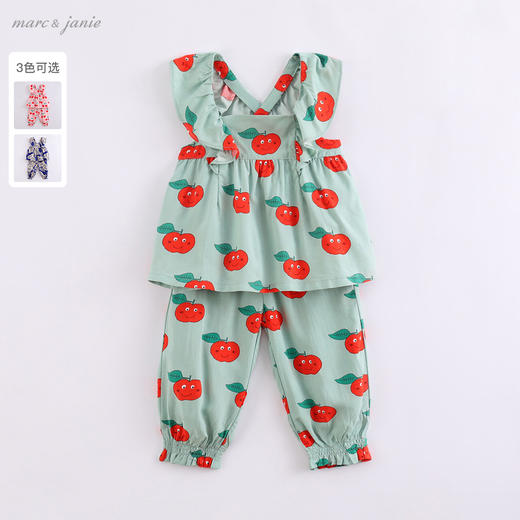 马克珍妮夏装女童薄款吊带荷叶边套装220769 商品图0