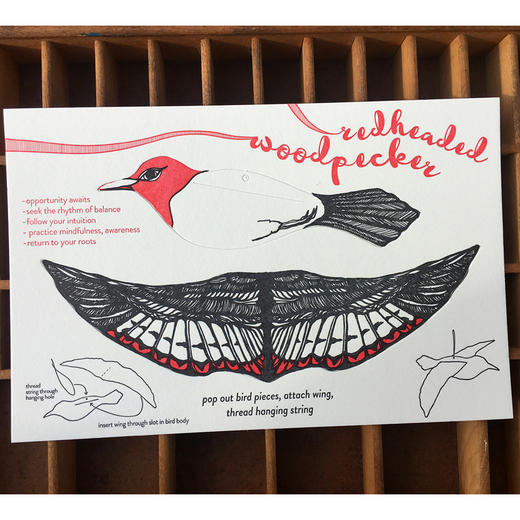 北京仓｜BlackBird LetterPress-Woodpecker-红面使者 立体贺卡［美国设计师］ 商品图2