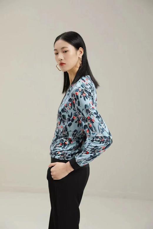 皮皮狗桑蚕丝棒球领罗纹印花拉链开衫2115222215 商品图3