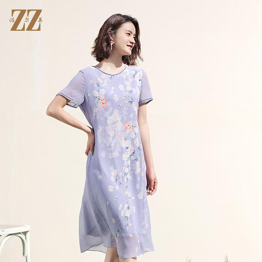 佐尔美夏季新款 桑蚕丝乔其真丝连衣裙女E12LS107 商品图1