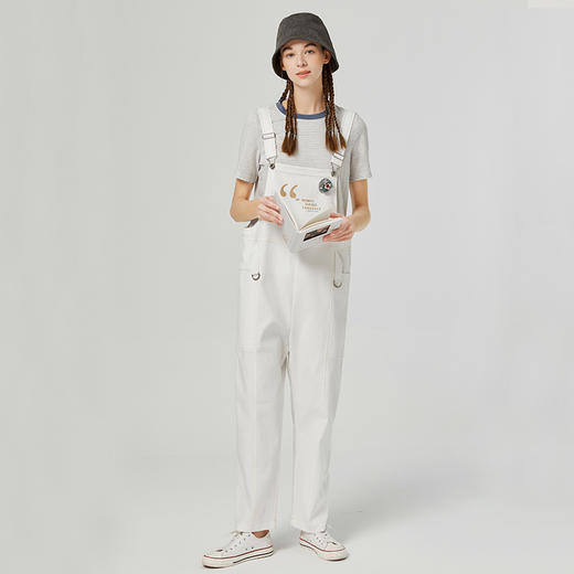 Famecoco范可儿减龄奶系背带裤夏季女时尚宽松工装直筒裤F223GF002 商品图2