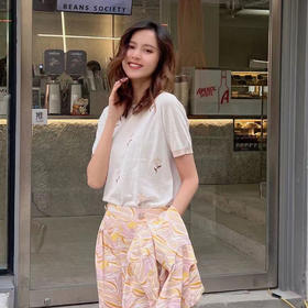 皮皮狗女式圆领提花短袖套衫2175220112