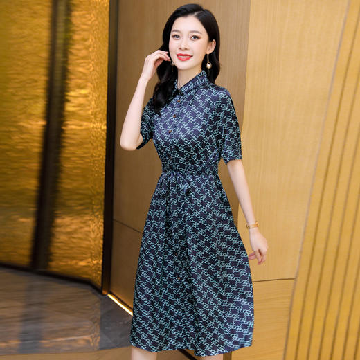 ASE-2389  立领修身百搭时尚韩版真丝连衣裙 商品图3