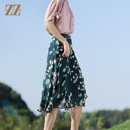 佐尔美2022夏季新款 桑蚕丝真丝乔其荷叶边短裙女 E12QS111 商品图2