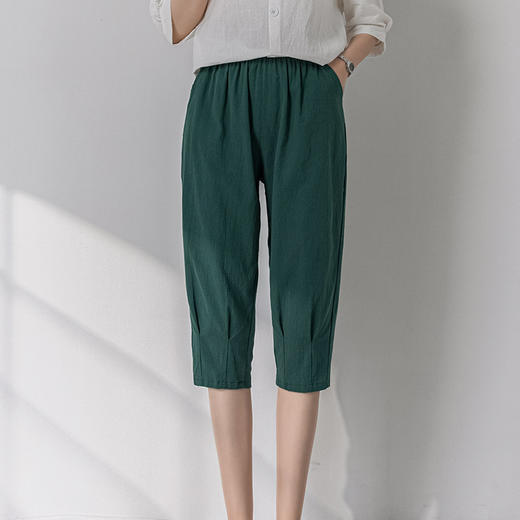 七分裤女夏2022款薄款透气夏款棉麻女裤中裤女潮流时尚休闲裤 商品图1