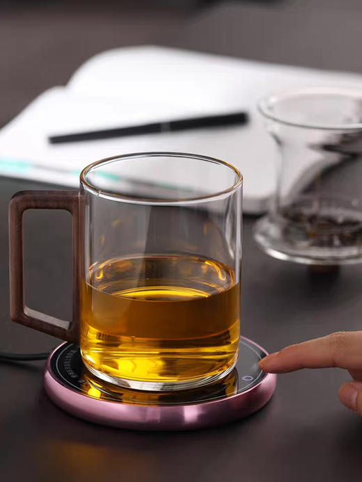 茶水分离玻璃花茶杯 个人专用杯子过滤 男女办公室木把泡茶杯带盖 商品图2