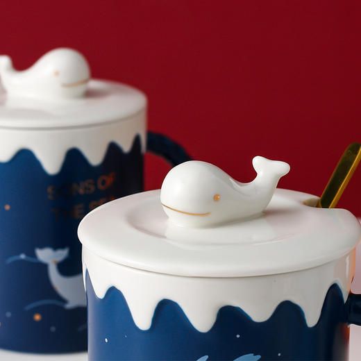 恒度马克杯鲸鱼HD-3109创意可爱小鲸鱼马克杯卡通陶瓷杯带盖勺杯子水杯牛奶杯学生情侣杯 商品图2