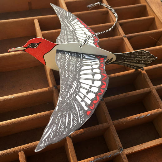 北京仓｜BlackBird LetterPress-Woodpecker-红面使者 立体贺卡［美国设计师］ 商品图4