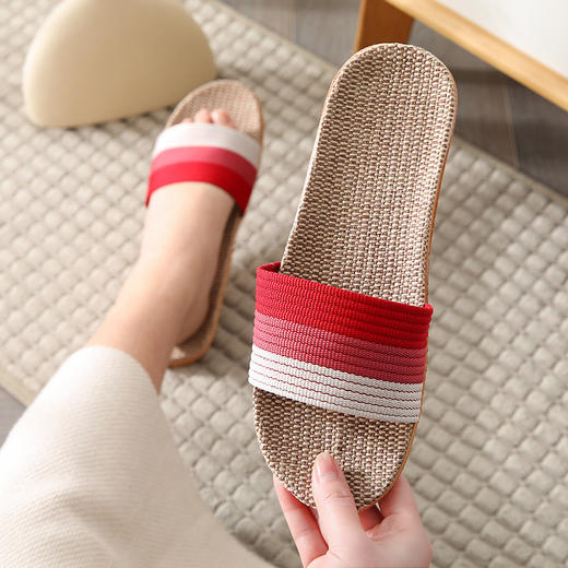 男女夏季新款四季亚麻拖鞋家居情侣室内拖鞋木地板棉麻居家防滑夏季凉拖鞋 商品图3