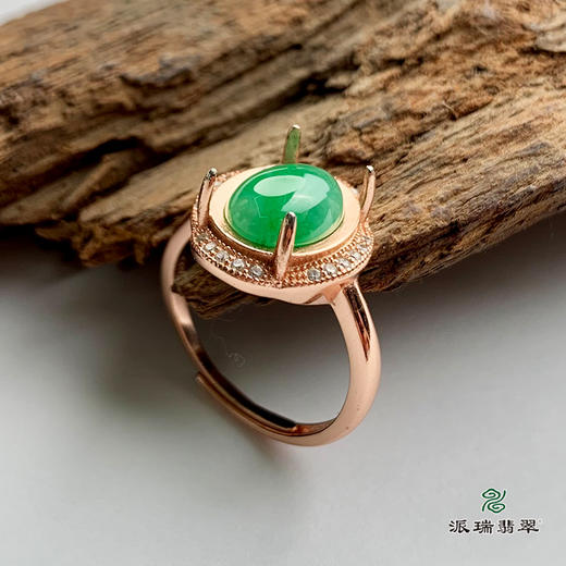 派瑞翡翠 翡翠戒面 冰种 绿色 商品图1