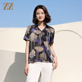 佐尔美夏季新款 桑蚕丝真丝提花缎衬衫女E12CS76