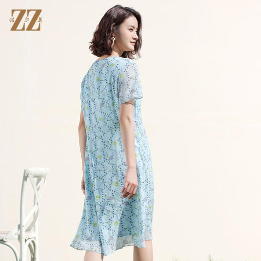 佐尔美夏季新款 桑蚕丝乔其真丝连衣裙女E12LS102 商品图4