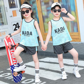 儿童冰丝背心外穿夏装超薄款男童宝宝无袖网眼小童夏季潮短裤套装