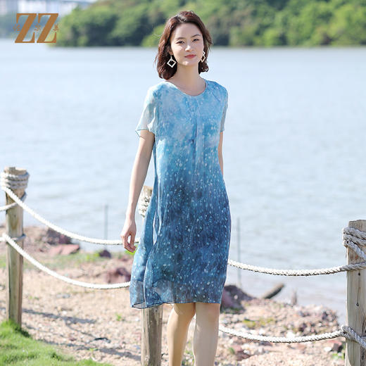 佐尔美2022夏季新款 桑蚕丝乔其真丝连衣裙女E12LS106 商品图4