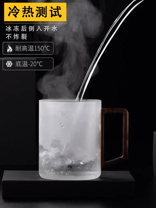 茶水分离玻璃花茶杯 个人专用杯子过滤 男女办公室木把泡茶杯带盖 商品图3