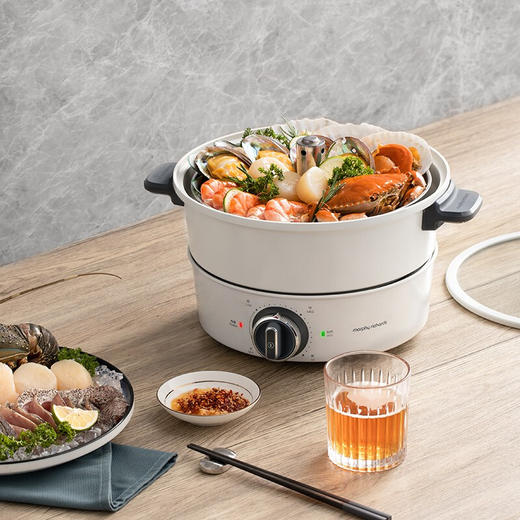 摩飞电器（Morphyrichards）机械升降电火锅家用多功能料理锅鸳鸯锅电热锅电煮锅 商品图1