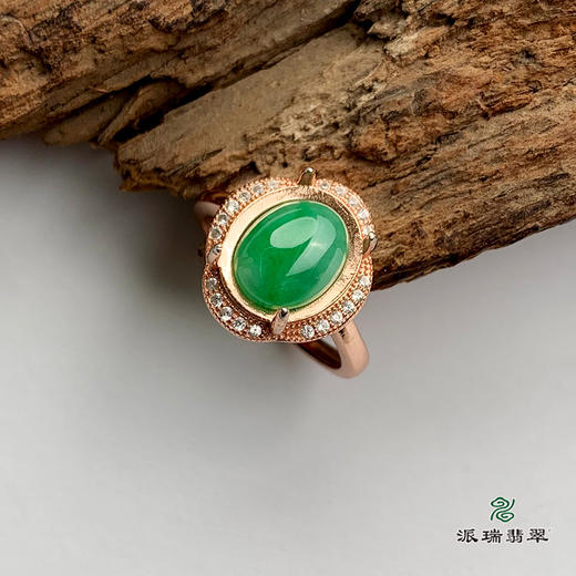 派瑞翡翠 翡翠戒面 冰种 绿色 商品图0