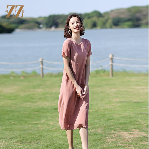 佐尔美2022夏季新款 桑蚕丝提花乔其真丝连衣裙女E12LS110 商品图1