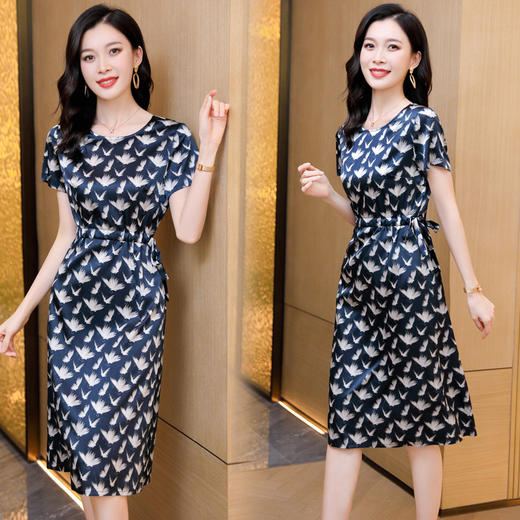 ASE-9323     韩版气质时尚印花女式连衣裙 商品图2