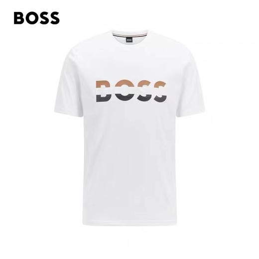 百货世界-HUGOBOSS雨果博斯男士2022春夏新款徽标图案印花棉质混纺T恤 商品图0