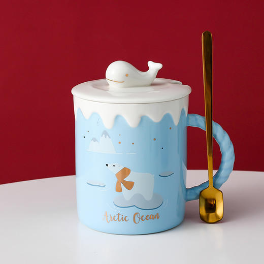 恒度马克杯鲸鱼HD-3109创意可爱小鲸鱼马克杯卡通陶瓷杯带盖勺杯子水杯牛奶杯学生情侣杯 商品图5