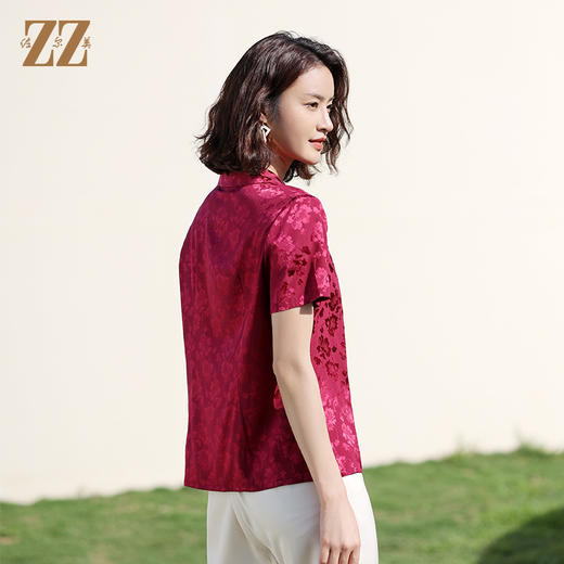 佐尔美夏季新款 桑蚕丝真丝弹力桑波缎衬衫女E12CS88 商品图4