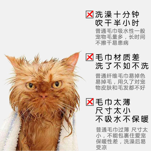 【柔软舒适 擦完速干】宠物用品狗狗猫咪洗澡浴巾纤维珊瑚绒双面加厚吸水毛巾大号 商品图2