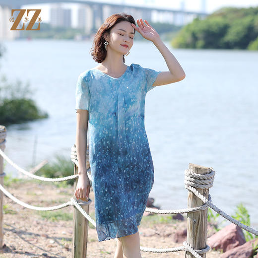 佐尔美2022夏季新款 桑蚕丝乔其真丝连衣裙女E12LS106 商品图1