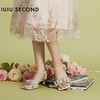 IUIU SECOND夏季新款方头中跟凉鞋水钻一字带凉鞋 商品缩略图1