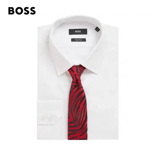 百货世界-HUGOBOSS雨果博斯男士2022早春红色系列虎纹真丝领带 商品图1