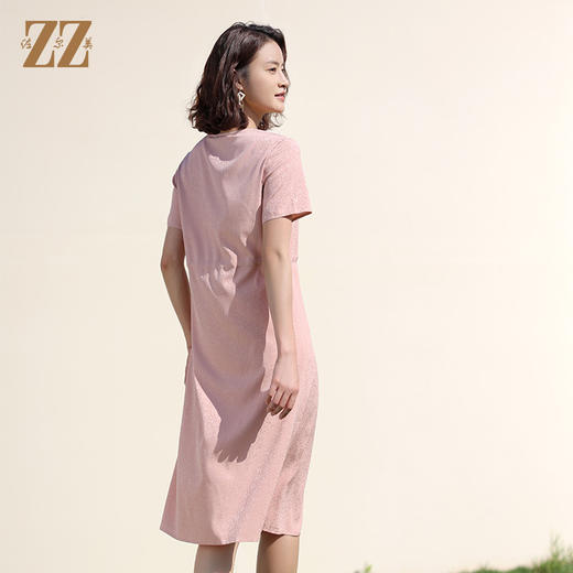 佐尔美2022夏季新款 桑蚕丝真丝弹力桑波缎连衣裙女E12LS96 商品图4