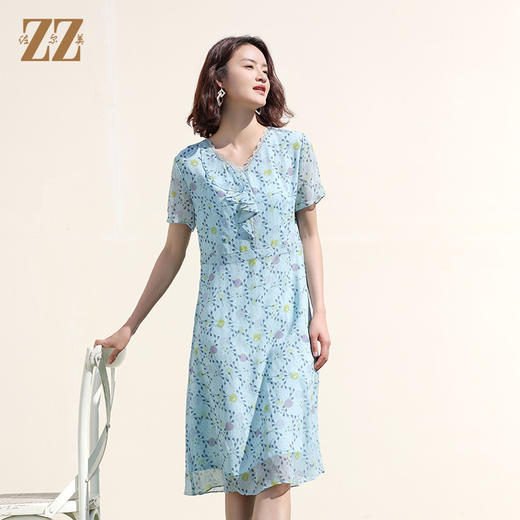 佐尔美夏季新款 桑蚕丝乔其真丝连衣裙女E12LS102 商品图2