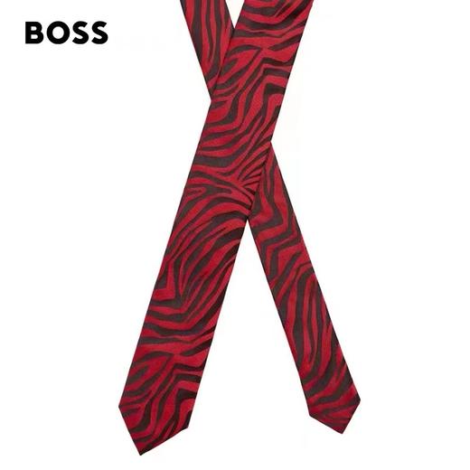 百货世界-HUGOBOSS雨果博斯男士2022早春红色系列虎纹真丝领带 商品图0