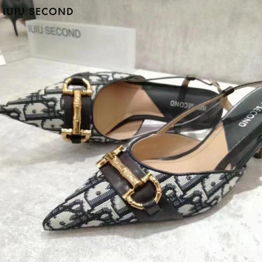 IUIU SECOND 夏季时尚老花元素尖头高跟凉鞋后空鞋 商品图4