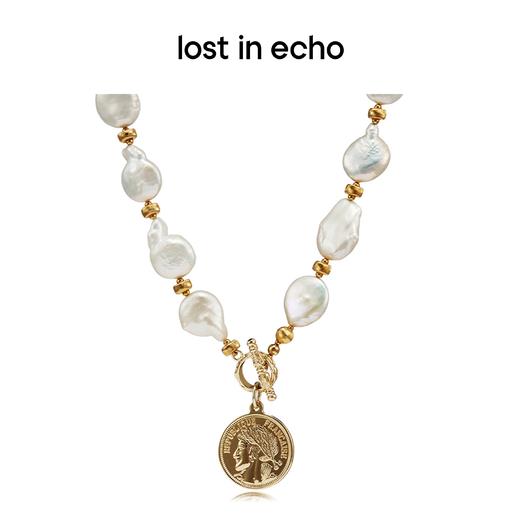 lost in echo 原创设计师品牌 Mazzy巴洛克不规则珍珠硬币项链 商品图0