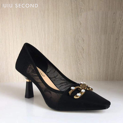 IUIU SECOND2022夏季新款网纱水钻高跟鞋浅口单鞋 商品图6