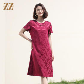 佐尔美2022夏季新款 桑蚕丝真丝弹力桑波缎连衣裙女E12LS08