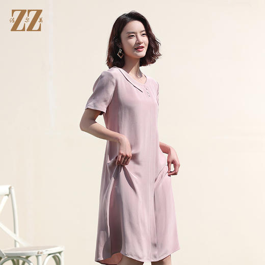 佐尔美2022夏季新款 重磅桑蚕丝真丝连衣裙女E12LS69 商品图3