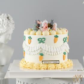 B3973“奶系复古·小兔派对蛋糕”