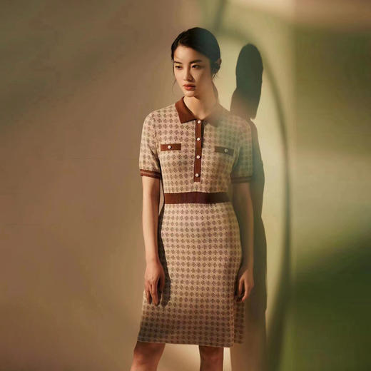 皮皮狗T恤领提花短袖连衣裙2175221730 商品图0