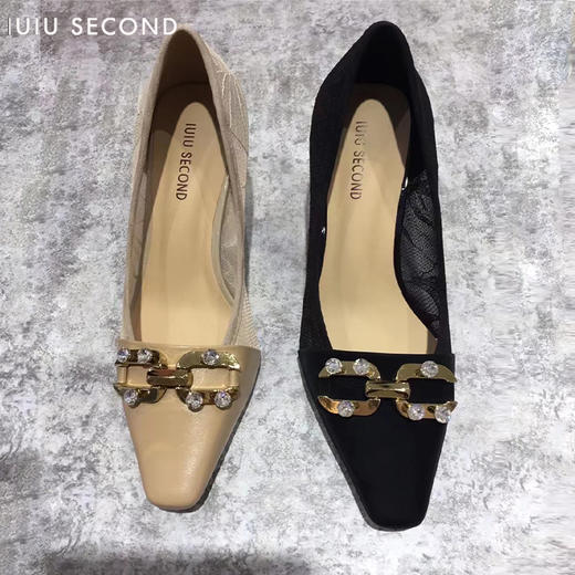 IUIU SECOND2022夏季新款网纱水钻高跟鞋浅口单鞋 商品图5