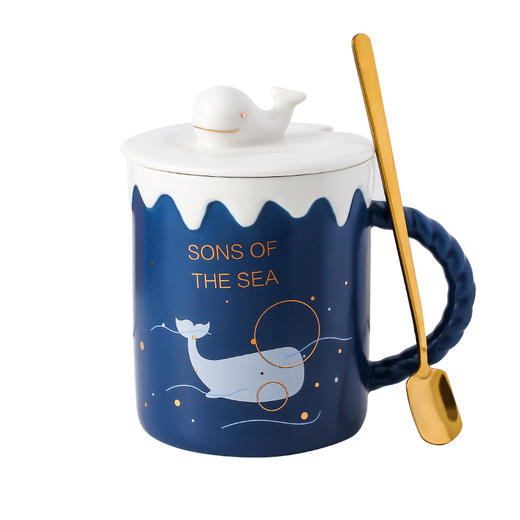 恒度马克杯鲸鱼HD-3109创意可爱小鲸鱼马克杯卡通陶瓷杯带盖勺杯子水杯牛奶杯学生情侣杯 商品图7