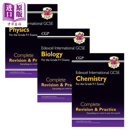 【中商原版】英国CGP原版 Edexcel IGCSE Biology Chemistry Physics 爱德思考试 物理 化学 生物 备考套装3册 在线版 含答案 商品图0