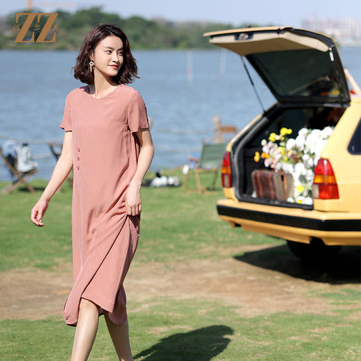 佐尔美2022夏季新款 桑蚕丝提花乔其真丝连衣裙女E12LS110 商品图3