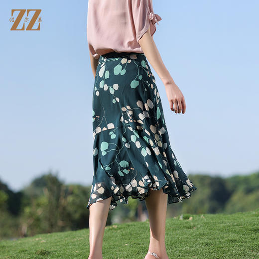 佐尔美2022夏季新款 桑蚕丝真丝乔其荷叶边短裙女 E12QS111 商品图4