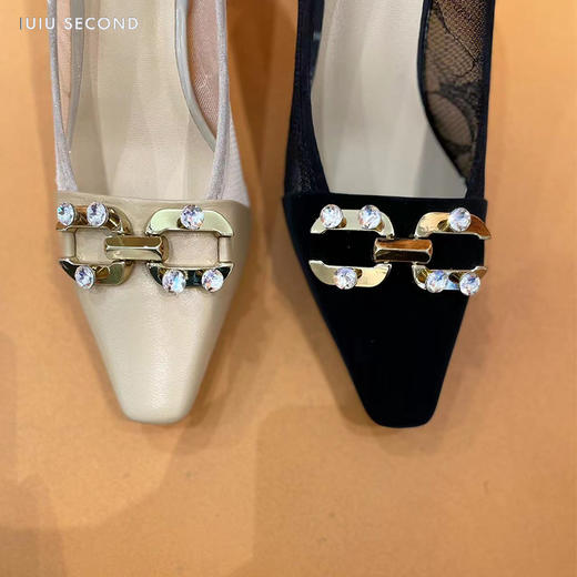 IUIU SECOND2022夏季新款网纱水钻高跟鞋浅口单鞋 商品图8